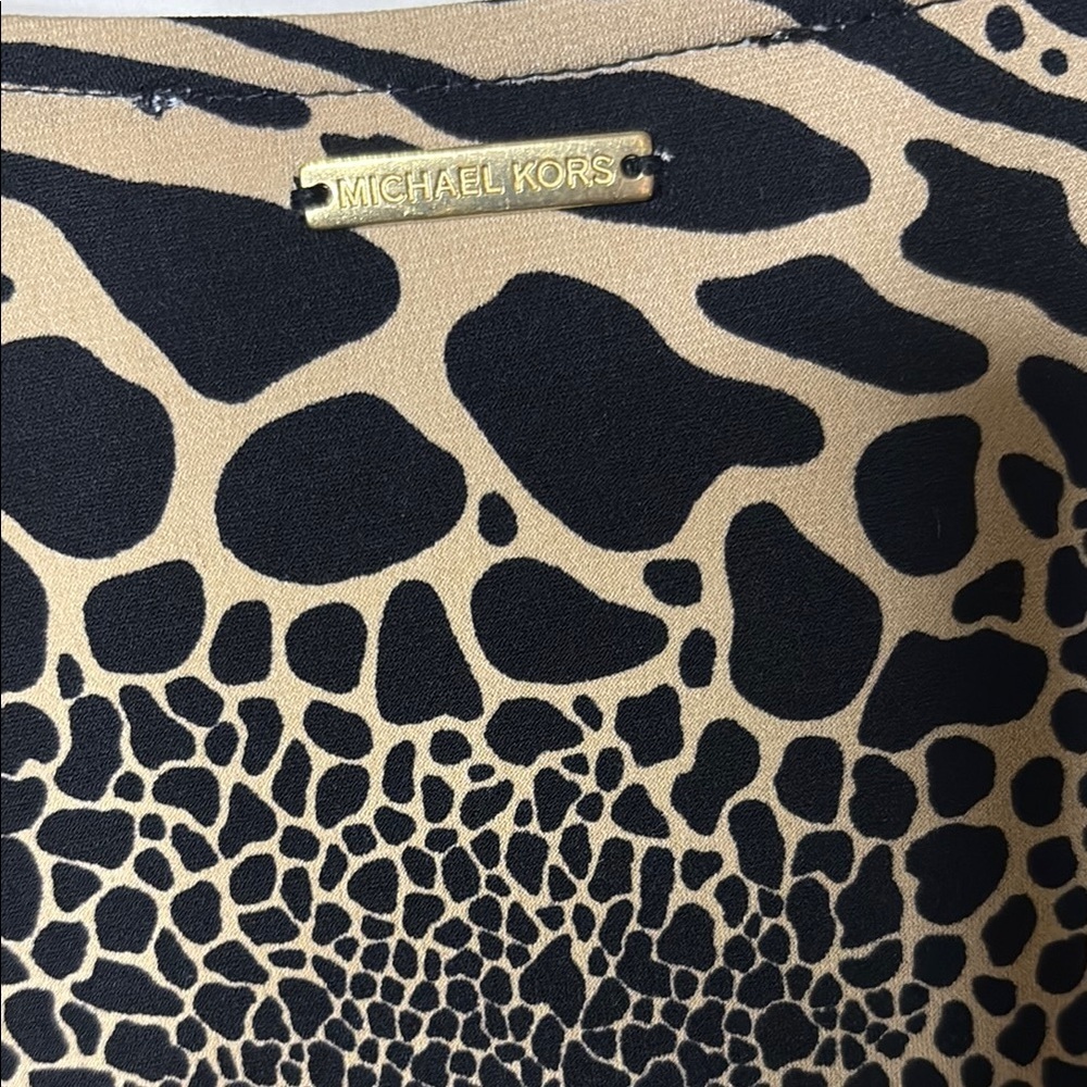 MICHAEL Michael Kors Black and Tan Animal Print Blouse - Picture 7 of 9